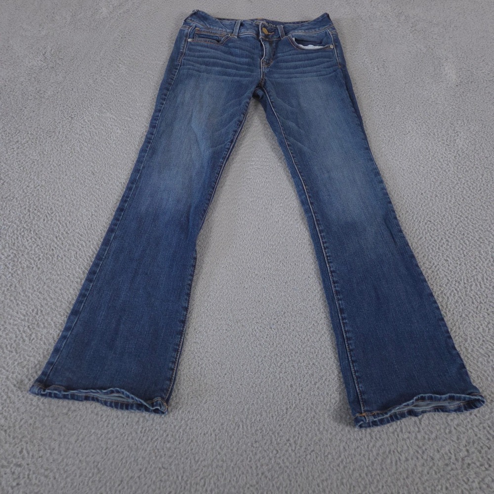 American Eagle Jeans Womens 8 Blue Kick Boot Stretch Flap Pocket Denim Y2K